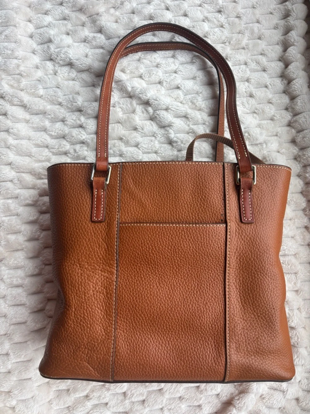 Dooney & Bourke Brown Pebbled Leather Tote Bag Shoulder Handles